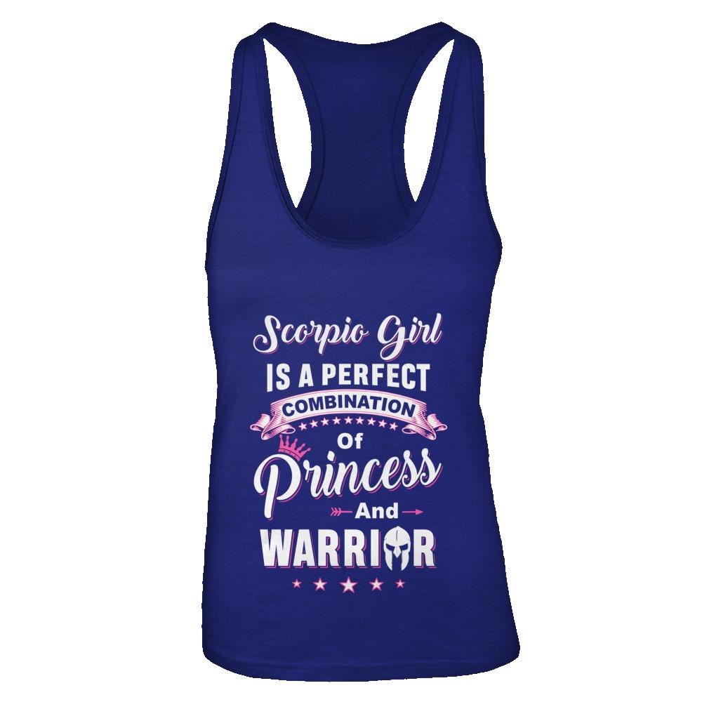 Scorpio Girl Princess Warrior October November Birthday-T-Shirt & Tank Top-Women's Ideal Racerback Tank-Royal