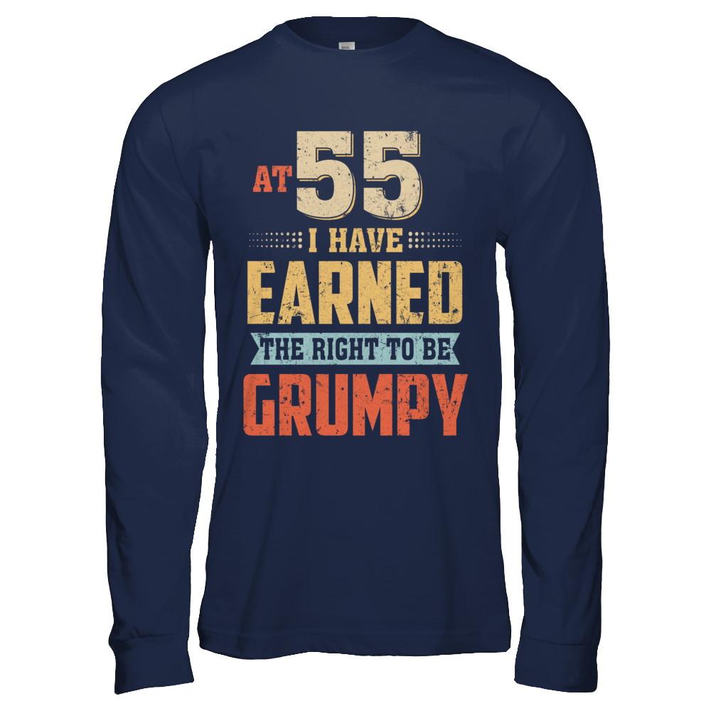 Vintage The Right To Be Grumpy 55th 1966 Birthday Gift-T-Shirt & Hoodie-Long Sleeve T-Shirt-Navy