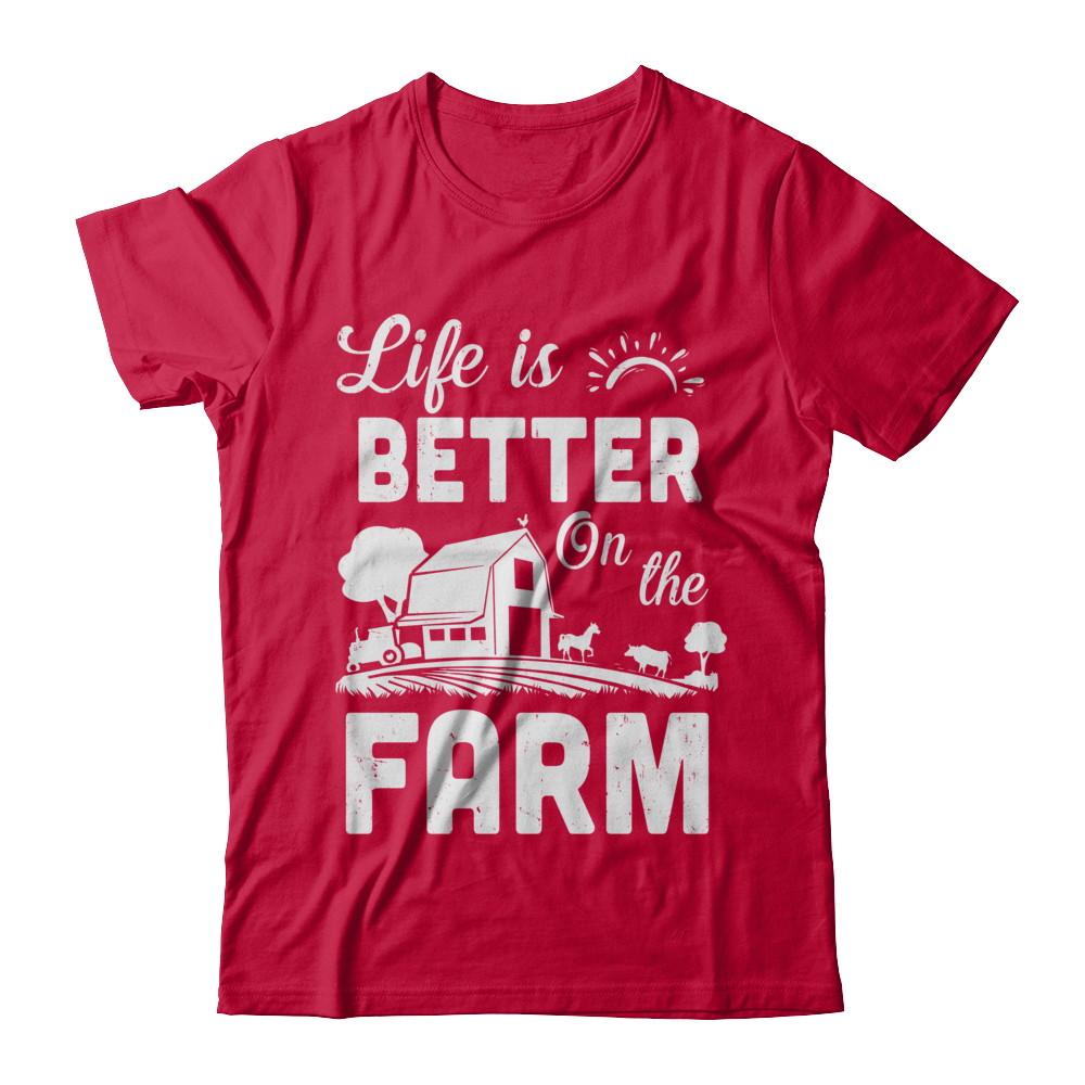 Life Is Better On The Farm Farmer-T-Shirt & Hoodie-Classic T-Shirt-Red