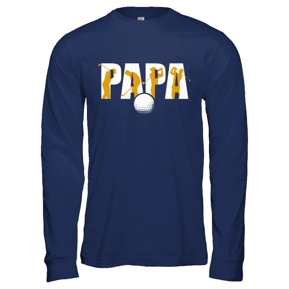 Golf Papa Father's Day-T-Shirt & Hoodie-Long Sleeve T-Shirt-Navy