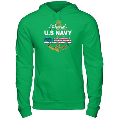 Proud US Navy Grandpa-T-Shirt & Hoodie-Pullover Hoodie-Irish Green
