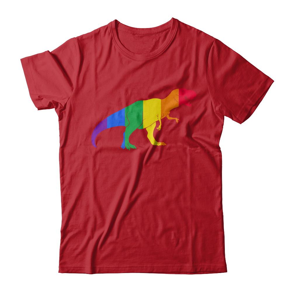 Pride LGBT Dinosaur T REX Gift Rainbow LGBT Gay Lesb-T-Shirt & Hoodie-Classic T-Shirt-Red