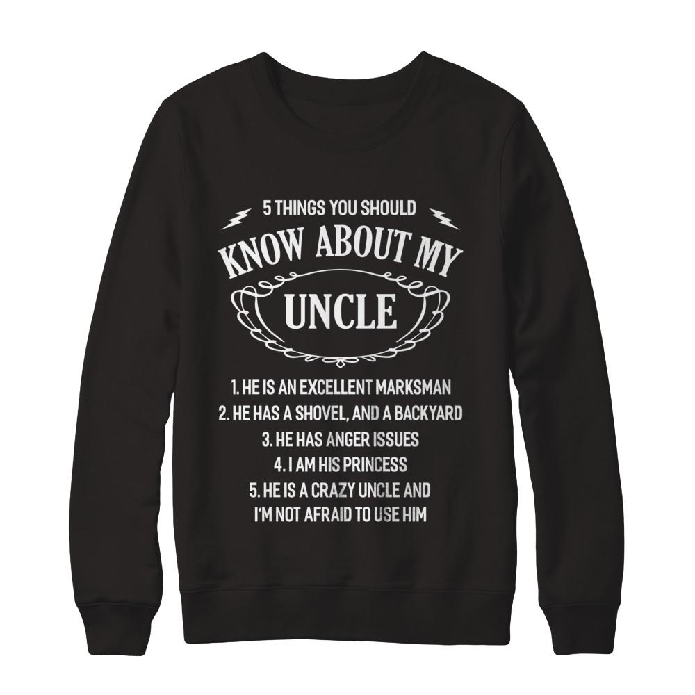 5 Things You Should Know About My Uncle Niece-T-Shirt & Sweatshirt-Crewneck Sweatshirt-Black