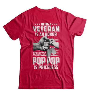 Being A Veteran Is An Honor Being A Pop Pop Is Priceless-T-Shirt & Hoodie-Classic T-Shirt-Red