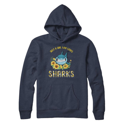 Just A Girl Who Loves Sharks And Sunflowers-T-Shirt & Hoodie-Pullover Hoodie-Navy
