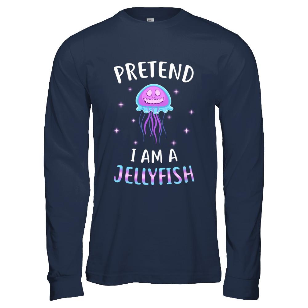 Pretend I'm A Jellyfish Costume Happy Halloween Party-T-Shirt & Hoodie-Long Sleeve T-Shirt-Navy