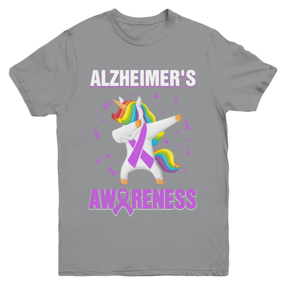 Inspirational Alzheimer's Awareness Unicorn Support Youth-Youth Shirt-Youth T-Shirt-Sport Grey