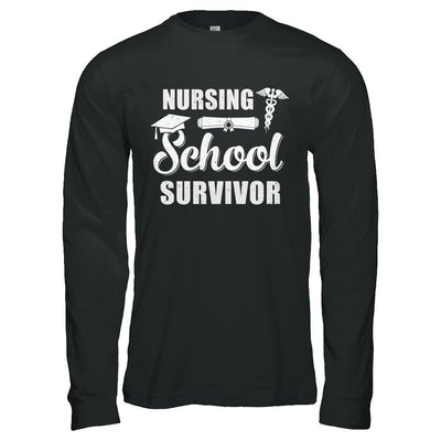 Nurse Graduate Gifts Nursing School Survivor Gradution-T-Shirt & Hoodie-Long Sleeve T-Shirt-Black