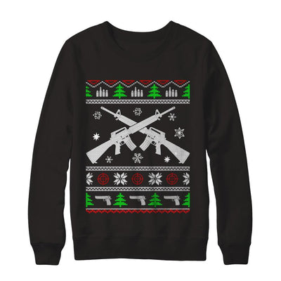 I Want Rifle Guns For Christmas Ugly Christmas Sweater-T-Shirt & Sweatshirt-Crewneck Sweatshirt-Black