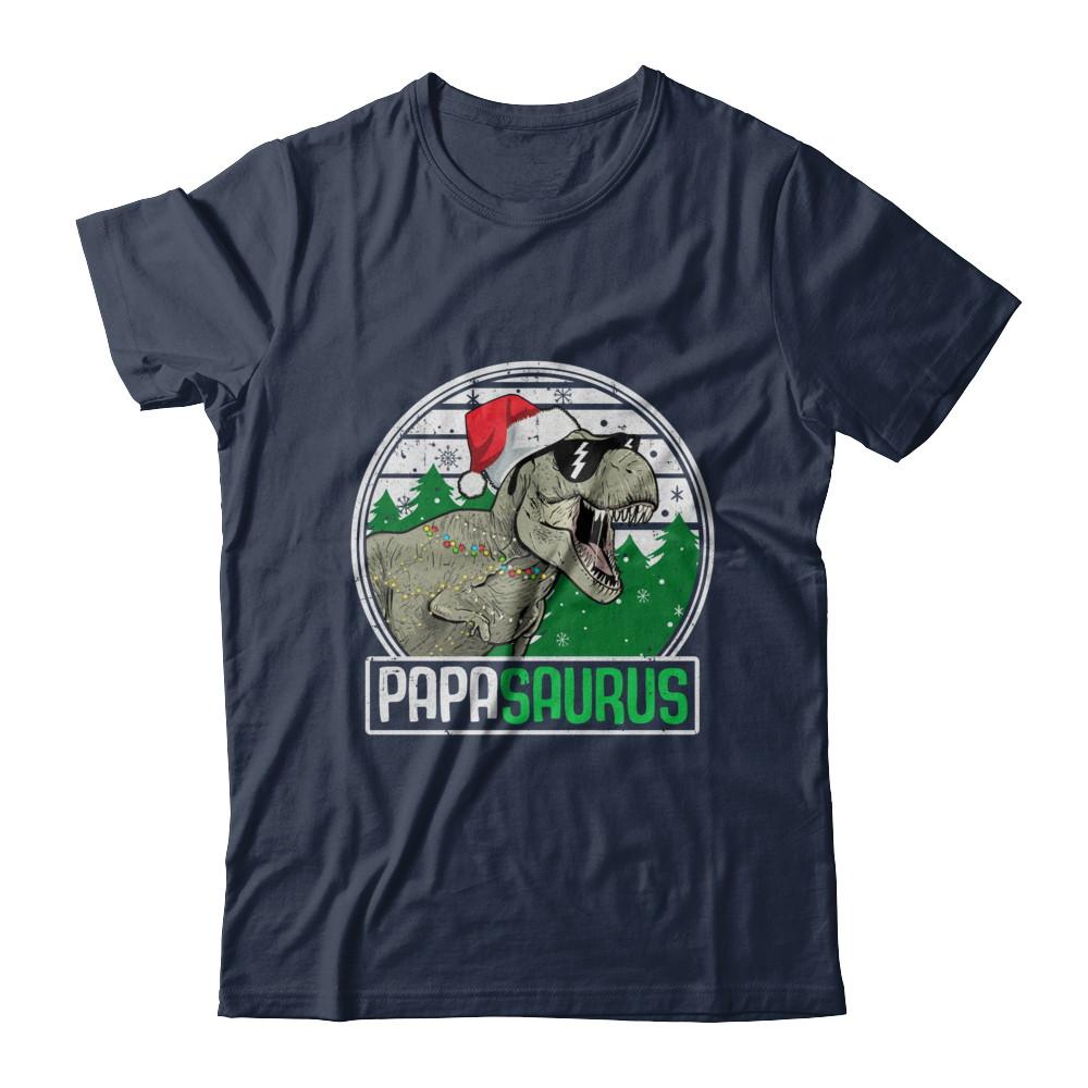 Papasaurus Papa Dinosaur T-Rex Family Christmas-T-Shirt & Sweatshirt-Classic T-Shirt-Navy