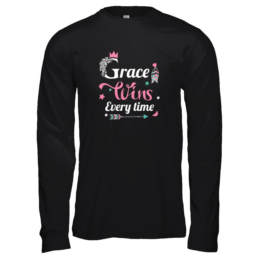 Grace Wins Every Time-T-Shirt & Tank Top-Long Sleeve T-Shirt-Black