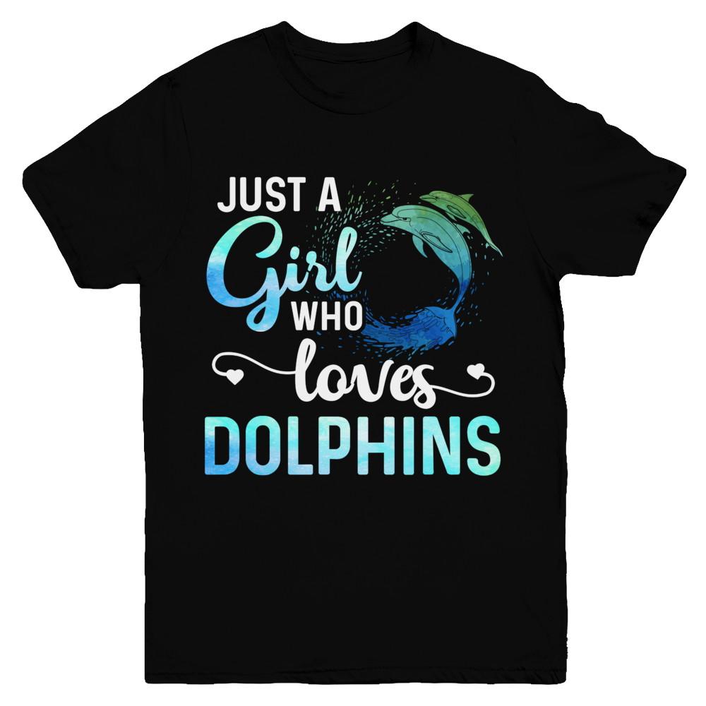 Just A Girl Who Loves Dolphins Youth-Youth Shirt-Youth T-Shirt-Black