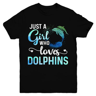 Just A Girl Who Loves Dolphins Youth-Youth Shirt-Youth T-Shirt-Black
