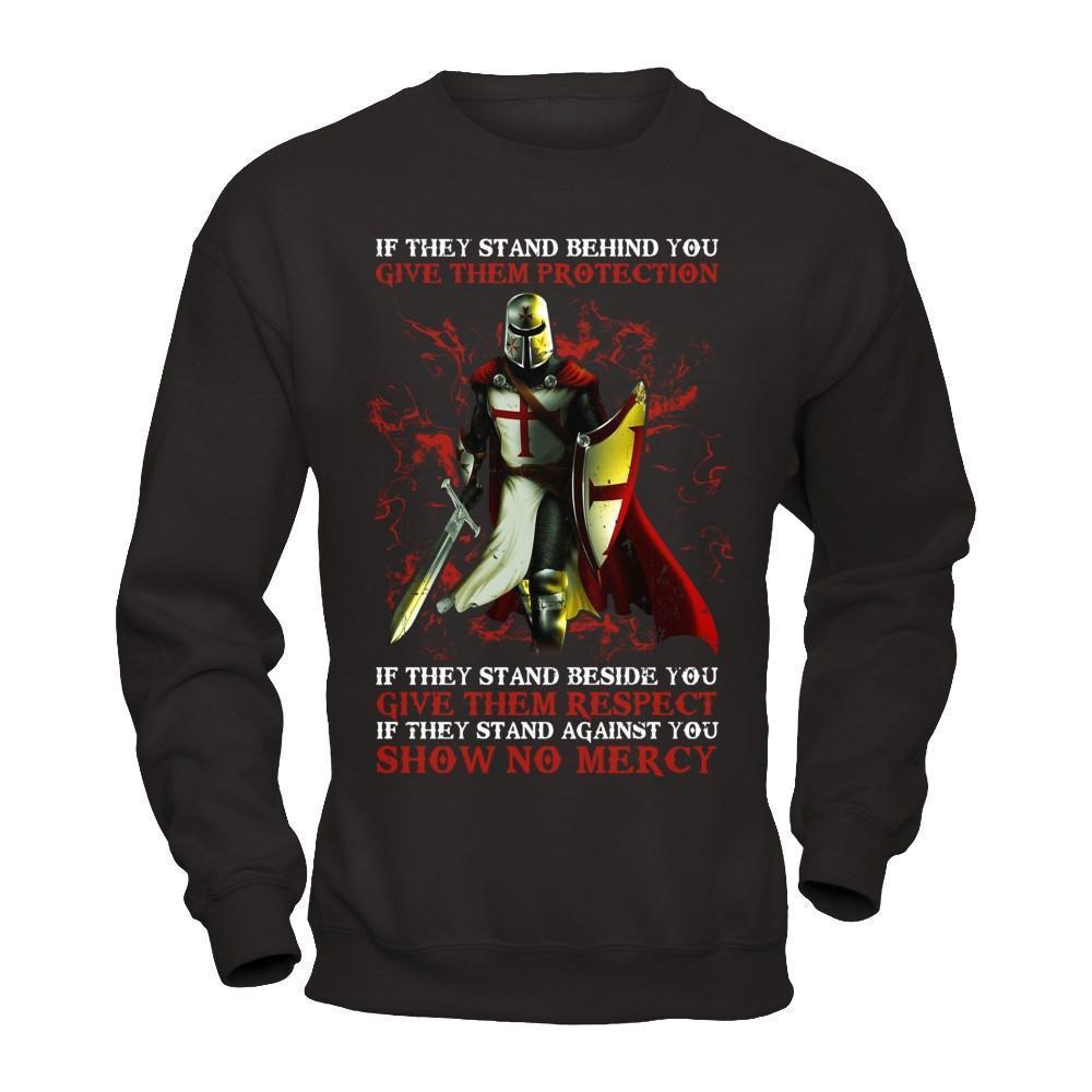 Knight Templar If They Stand Behind You Give Them Protection-T-Shirt & Hoodie-Crewneck Sweatshirt-Black