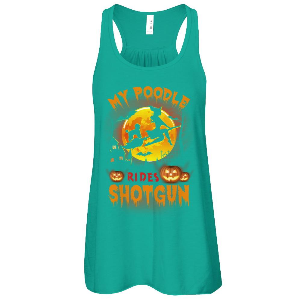 My Poodle Rides Shotgun Halloween Dog-T-Shirt & Tank Top-Women's Flowy Racerback Tank-Kelly