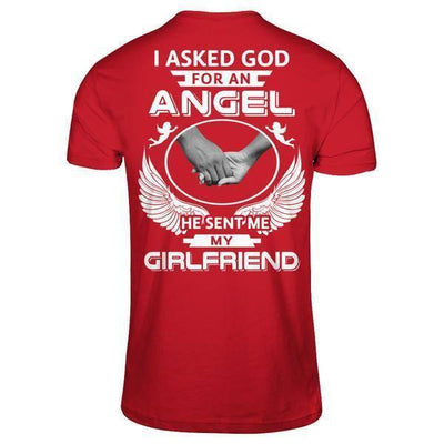 I Asked God For An Angel He Sent Me My Girlfriend-T-Shirt & Hoodie-Classic T-Shirt-Red