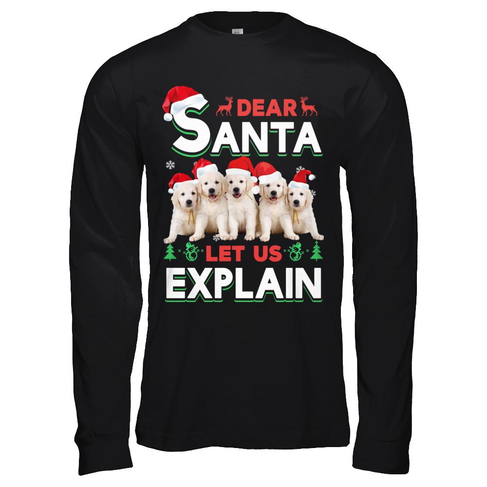 Dear Santa Funny Golden Retriever Puppies Christmas Gift-T-Shirt & Hoodie-Long Sleeve T-Shirt-Black