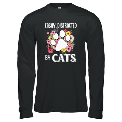 Easily Distracted By Cats-T-Shirt & Tank Top-Long Sleeve T-Shirt-Black