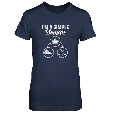 I'm A Simple Woman Coffee Pizza Hockey-T-Shirt & Tank Top-Women's T-Shirt-Navy