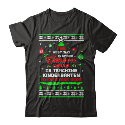 Teacher Christmas Cheer Teaching Kindergarten Everyone Sweater-T-Shirt & Sweatshirt-Premium T-Shirt-Black