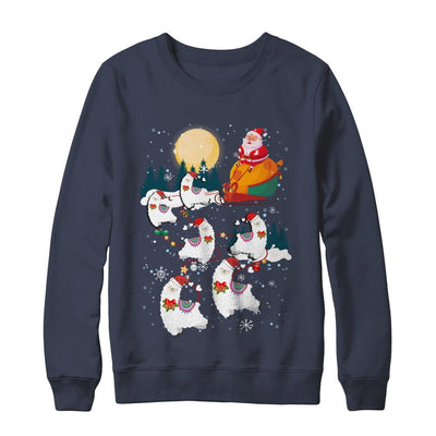 Funny Christmas Llama Alpaca Reindeer Lover Santa Gift-T-Shirt & Sweatshirt-Crewneck Sweatshirt-Navy