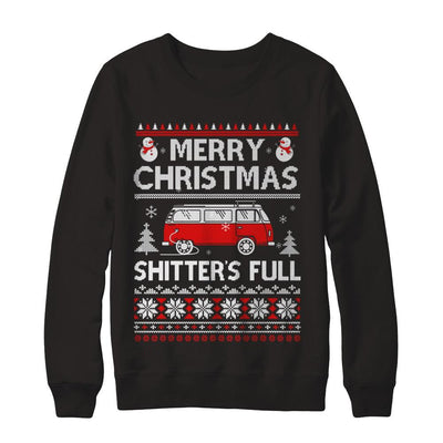 Merry Christmas Shitters Full Ugly Sweater-T-Shirt & Sweatshirt-Crewneck Sweatshirt-Black