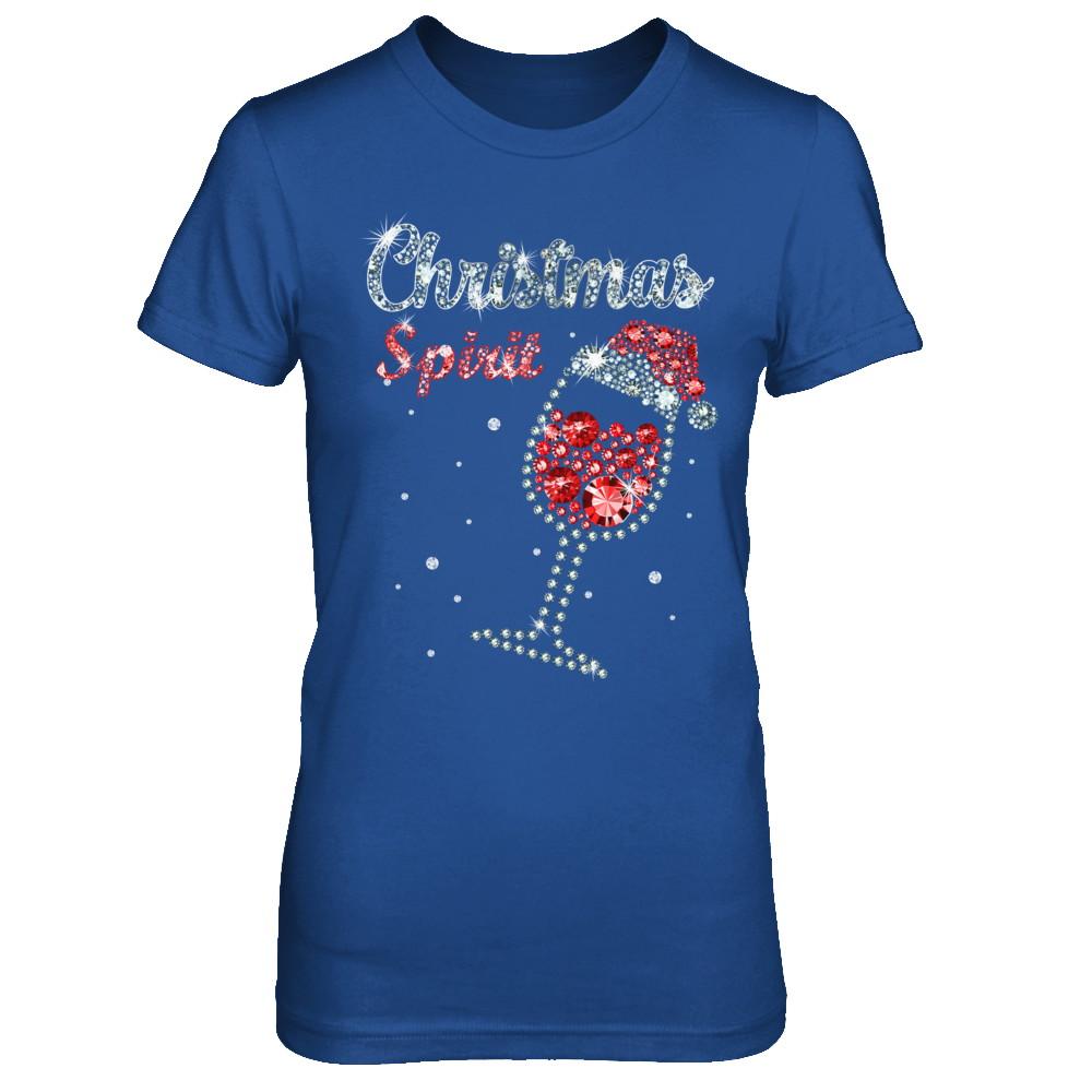 Diamond Christmas Spirit Santa Hat Wine Glass-T-Shirt & Sweatshirt-Women's T-Shirt-Royal