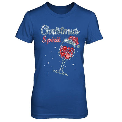 Diamond Christmas Spirit Santa Hat Wine Glass-T-Shirt & Sweatshirt-Women's T-Shirt-Royal