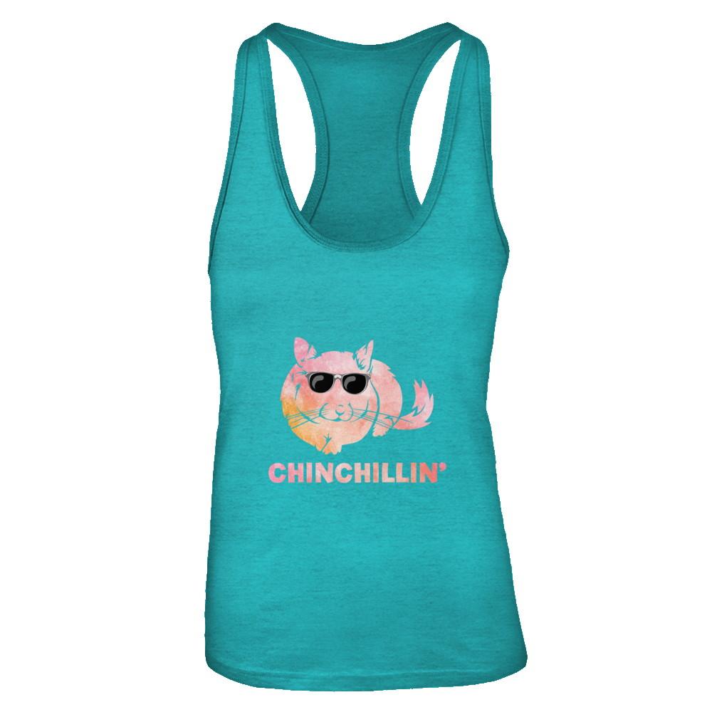 Chinchillin' Funny Chinchilla Lovers-T-Shirt & Tank Top-Women's Ideal Racerback Tank-Tahiti Blue