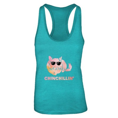 Chinchillin' Funny Chinchilla Lovers-T-Shirt & Tank Top-Women's Ideal Racerback Tank-Tahiti Blue