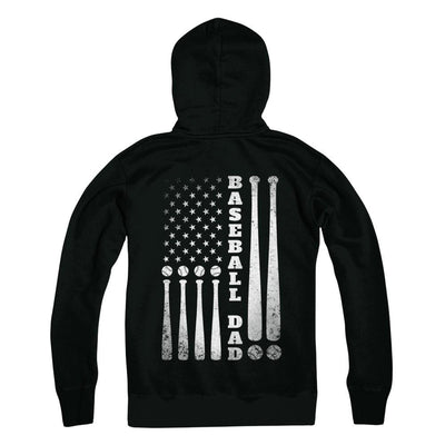 American Flag Vintage Baseball Dad Father's Day-T-Shirt & Hoodie-Hanes - Heavyweight Pullover Hoodie-Black