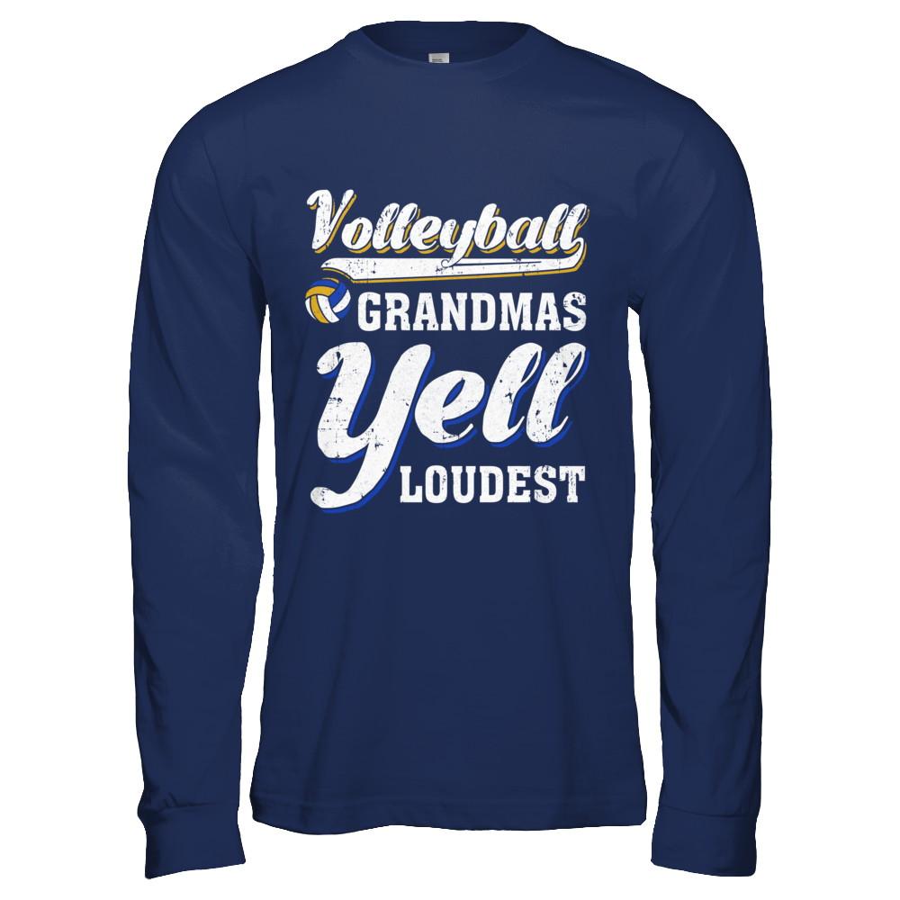 Volleyball Grandmas Yell Loudest-T-Shirt & Hoodie-Long Sleeve T-Shirt-Navy
