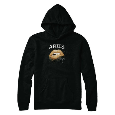 Aries Zodiac March April Birthday Gift Golden Lipstick-T-Shirt & Tank Top-Pullover Hoodie-Black