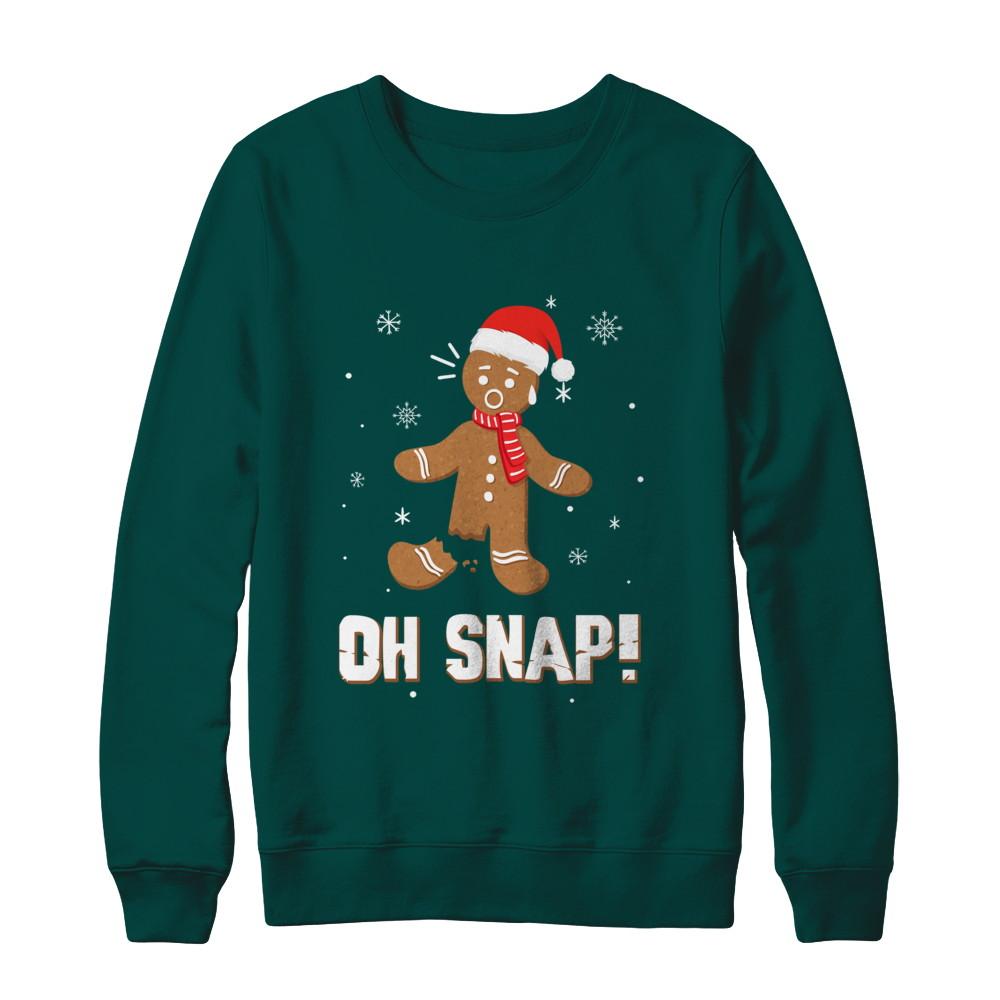 Oh Snap Funny Gingerbread Man Cute Christmas-T-Shirt & Sweatshirt-Crewneck Sweatshirt-Deep Forest