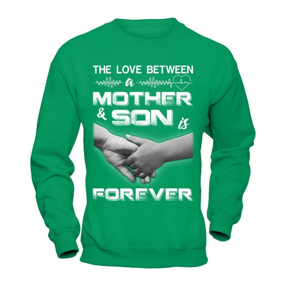 The Love Between A Mother And Son Is Forever-T-Shirt & Hoodie-Crewneck Sweatshirt-Irish Green