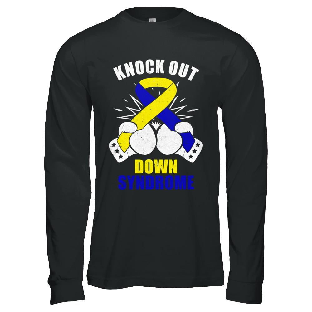 Boxing knock out Down Syndrome Awareness Support-T-Shirt & Hoodie-Long Sleeve T-Shirt-Black