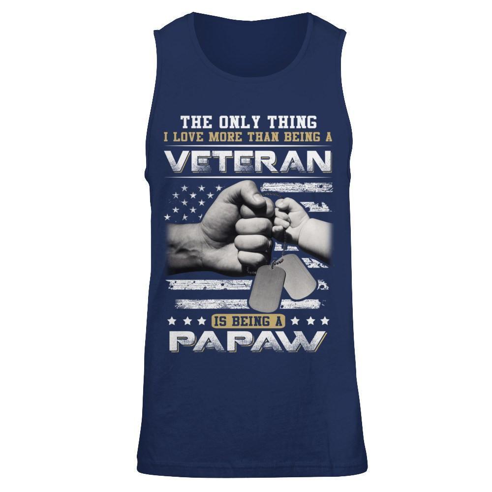 I Love More Than Being A Veteran Is Being A PaPaw-T-Shirt & Hoodie-Unisex Tank-Navy