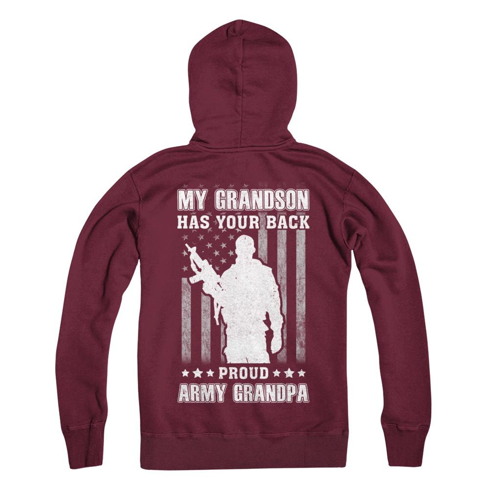 My Grandson Has Your Back Proud Proud Army Grandpa-T-Shirt & Hoodie-Pullover Hoodie-Maroon
