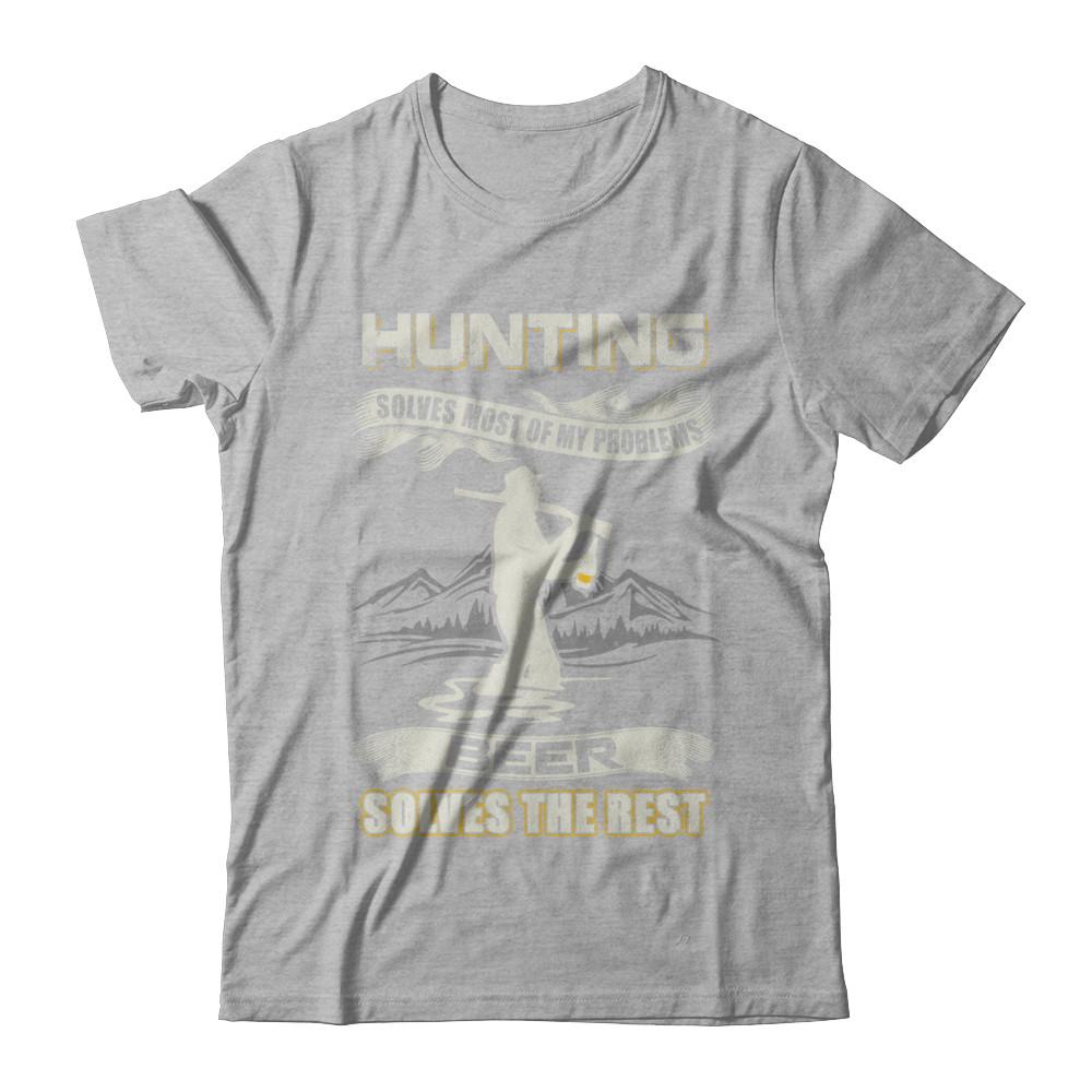 Hunting Solves Most of My Problems Beer Solves The Rest-T-Shirt & Hoodie-Premium T-Shirt-Heather Gray