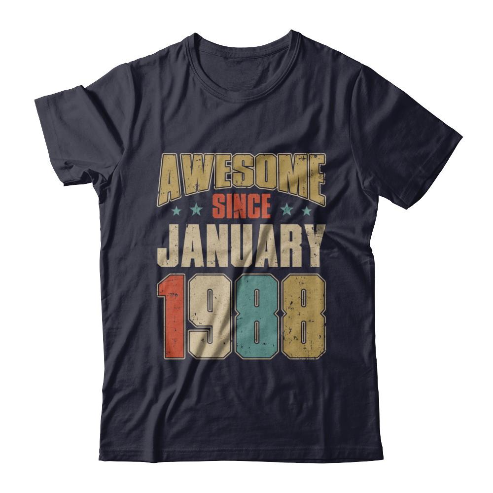 Vintage Retro Awesome Since January 1988 33th Birthday-T-Shirt & Hoodie-Premium T-Shirt-Midnight Navy