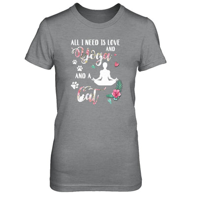 All I Need Is Love And Yoga And A Cat-T-Shirt & Tank Top-Women's T-Shirt-Sport Grey
