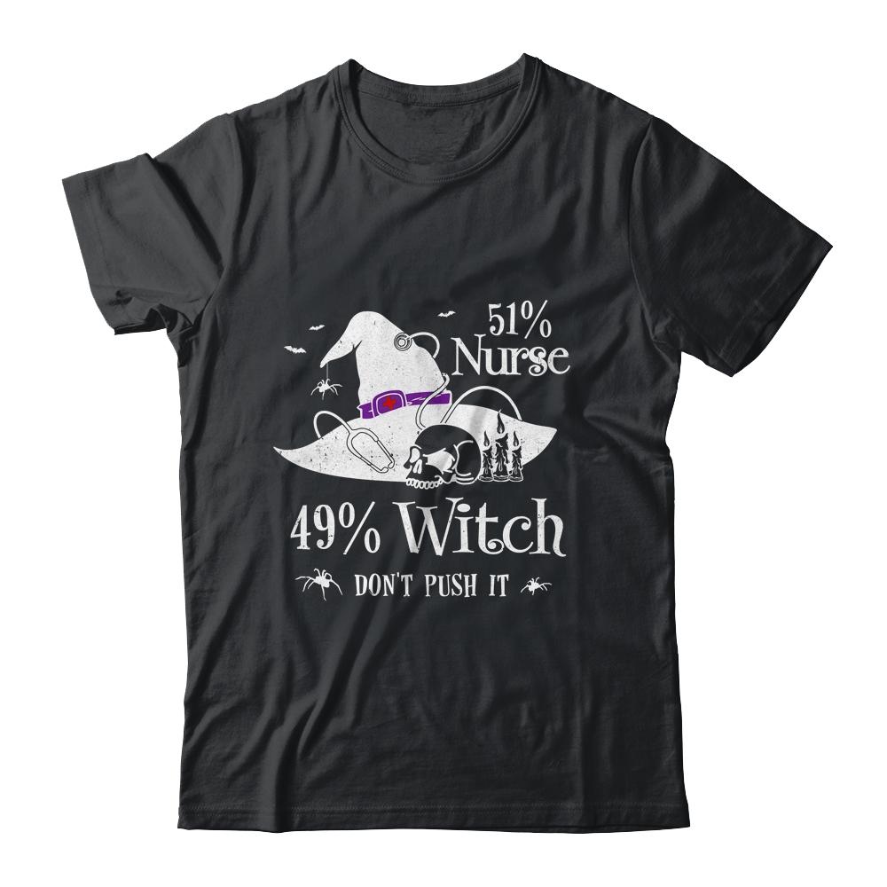 51 Nurse 49 Witch Funny Halloween Nurse-T-Shirt & Hoodie-Classic T-Shirt-Black