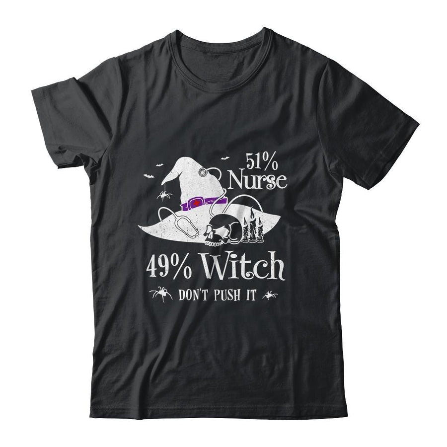 51 Nurse 49 Witch Funny Halloween Nurse-T-Shirt & Hoodie-Classic T-Shirt-Black