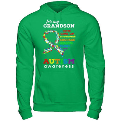 Autism Awareness For My Grandson Love Hope Faith Cure Support-T-Shirt & Hoodie-Pullover Hoodie-Irish Green