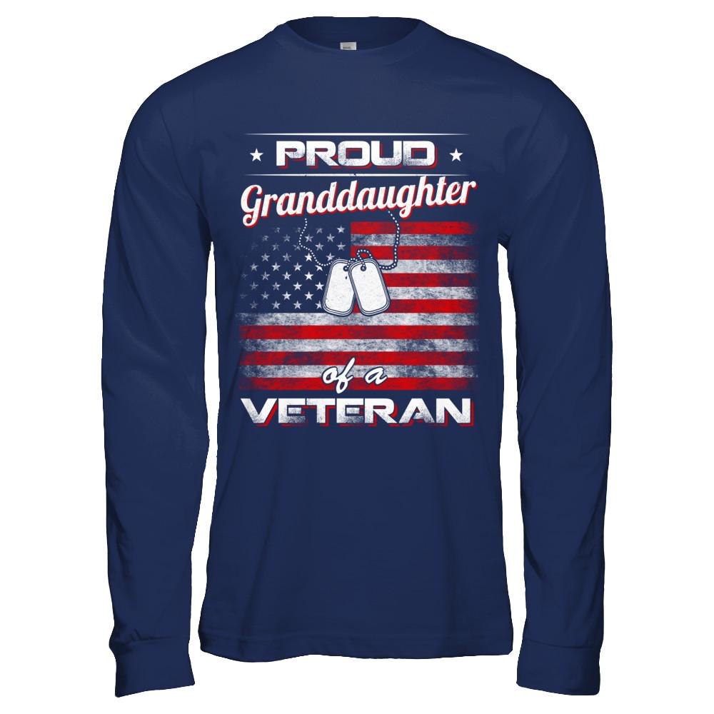 Proud Granddaughter Of A Veteran-T-Shirt & Hoodie-Long Sleeve T-Shirt-Navy