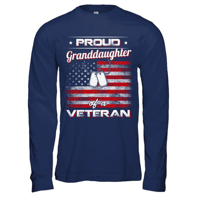 Proud Granddaughter Of A Veteran-T-Shirt & Hoodie-Long Sleeve T-Shirt-Navy