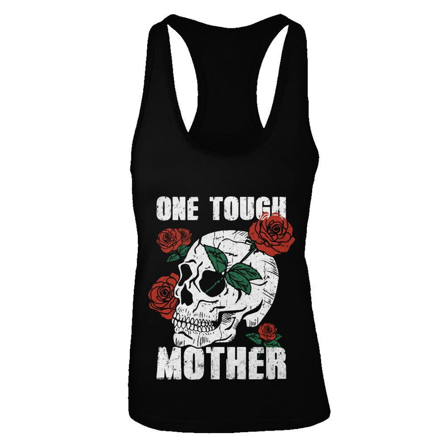 One Tough Mother Skull Rose-T-Shirt & Tank Top-Women's Ideal Racerback Tank-Black