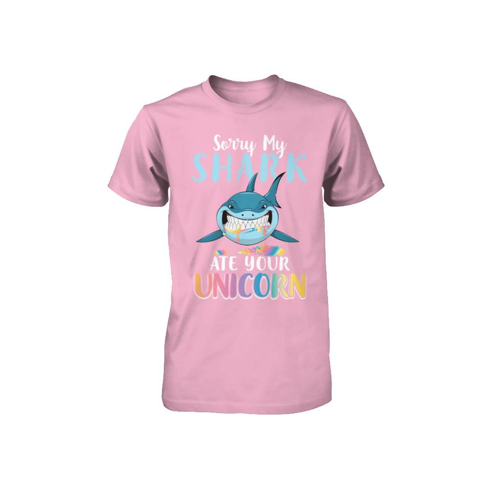 Sorry My Shark Ate Your Unicorn Funny Shark Youth-Youth Shirt-Toddler T-Shirt-Pink