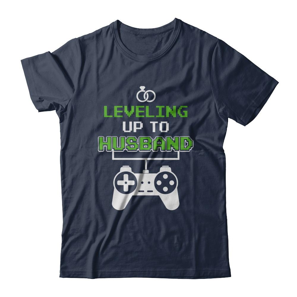 Funny Fiance Leveling Up To Husband For Groom-T-Shirt & Hoodie-Classic T-Shirt-Navy