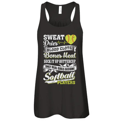 Real Girls Become Softball Players-T-Shirt & Tank Top-Women's Flowy Racerback Tank-Black